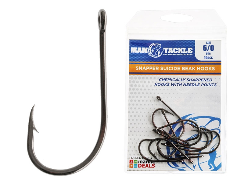 ManTackle Snapper Suicide Beak Hooks Size 6/0 Qty 10