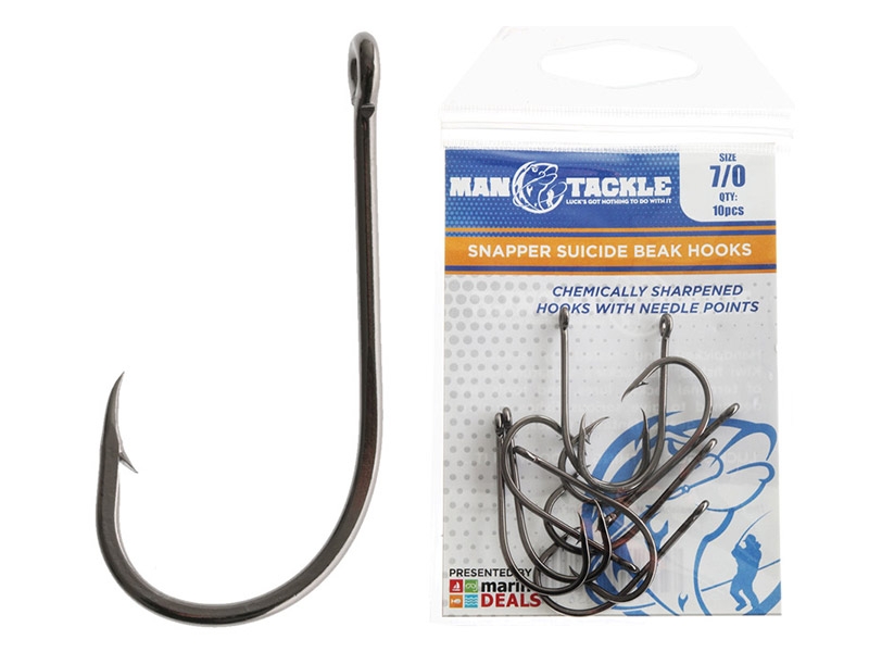 ManTackle Snapper Suicide Beak Hooks Size 7/0 Qty 10