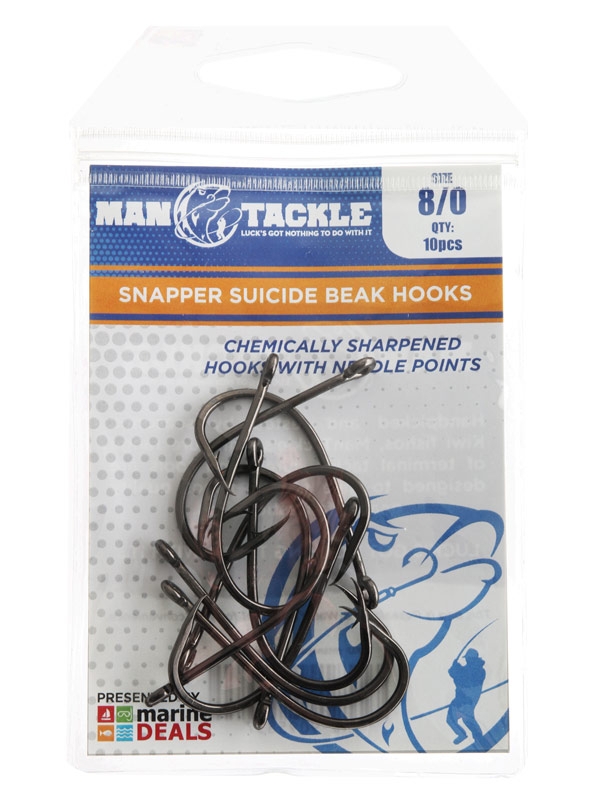 ManTackle Snapper Suicide Beak Hooks Size 8/0 Qty 10