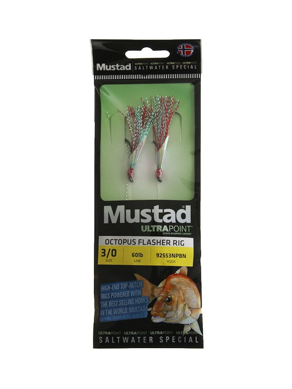 Mustad Snapper UltraPoint Octopus Flasher Rig Silver Red 3/0