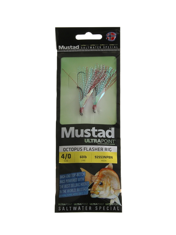 Mustad Snapper UltraPoint Octopus Flasher Rig Silver Red 4/0