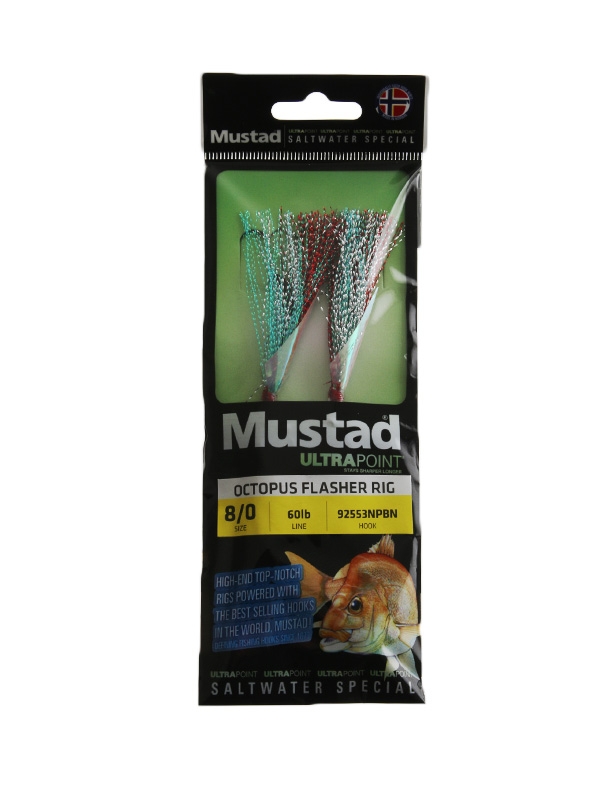 Mustad Snapper UltraPoint Octopus Flasher Rig Silver Red 8/0
