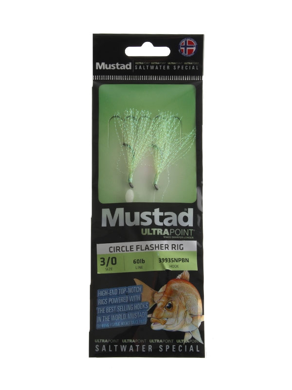 Mustad UltraPoint Circle Flasher Rig Green Chartreuse 3/0