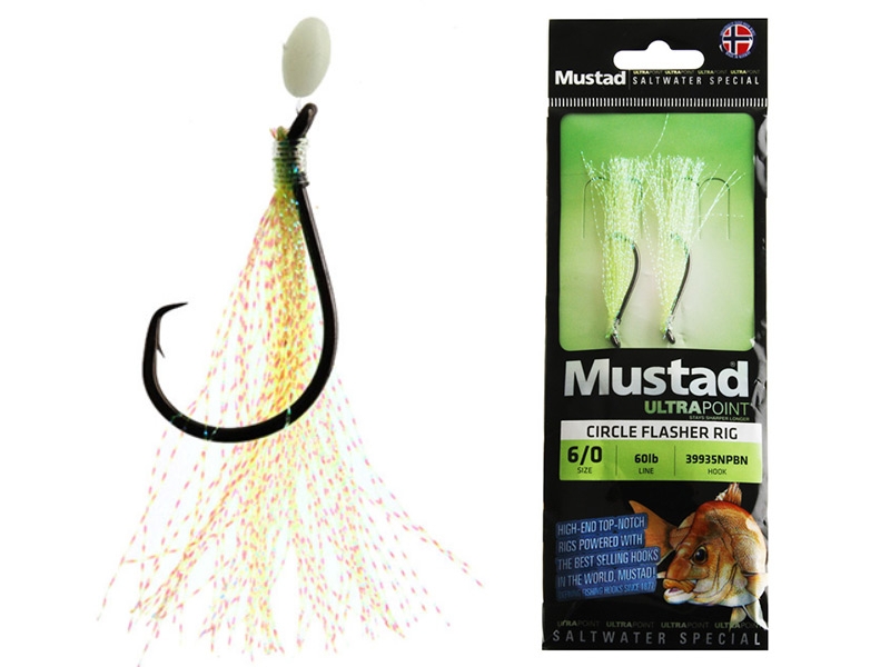 Mustad UltraPoint Circle Flasher Rig Green Chartreuse 6/0