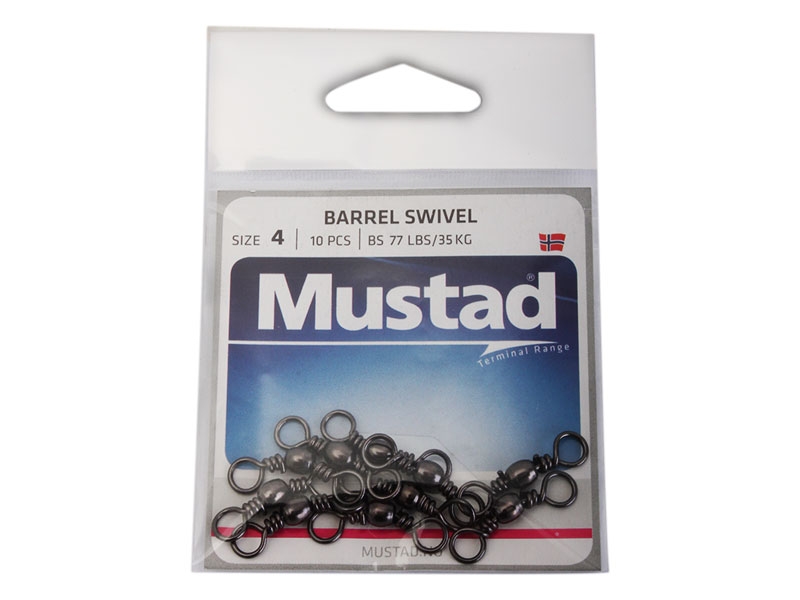 Mustad Barrel Swivels Size 4 Qty 10