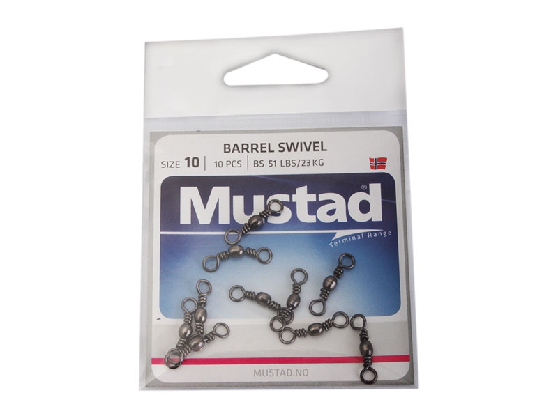 Mustad Barrel Swivels Size 10 Qty 10