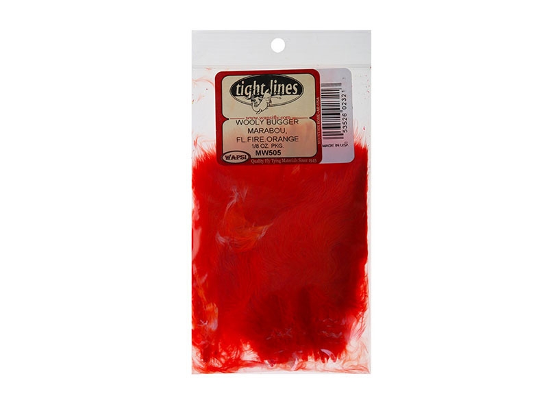 Wapsi Woolly Bugger Marabou Fluoro Feather Fire Orange