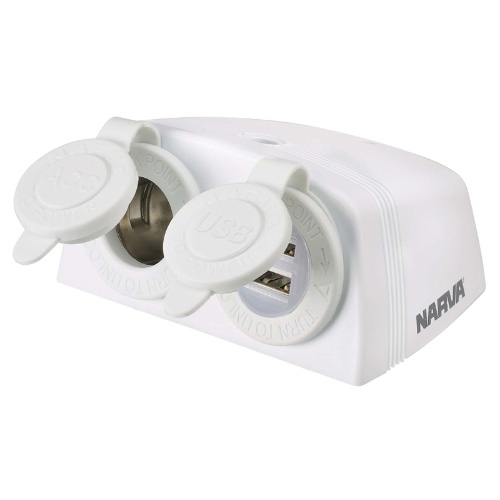 NARVA Surface Mount Accessory/Dual USB Sockets White