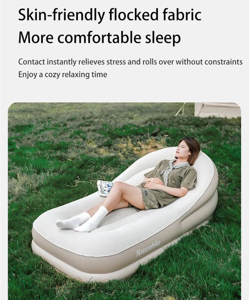 Naturehike Inflatable Lounger Single Chair with Pillow and Built-in Air Pump