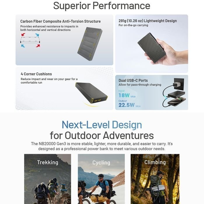 NITECORE Water-Resistant Power Bank 20000mAh