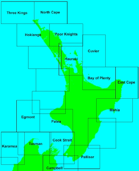 South Island NZ Tasman Bathymetric Chart
