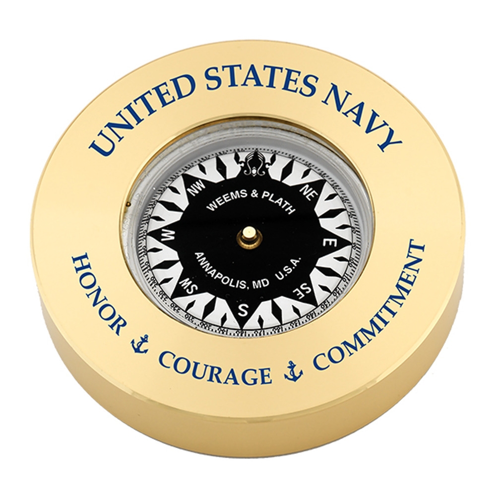 Weems & Plath U.S. Navy Brass Compass Chart Weight Honor Courage Commitment