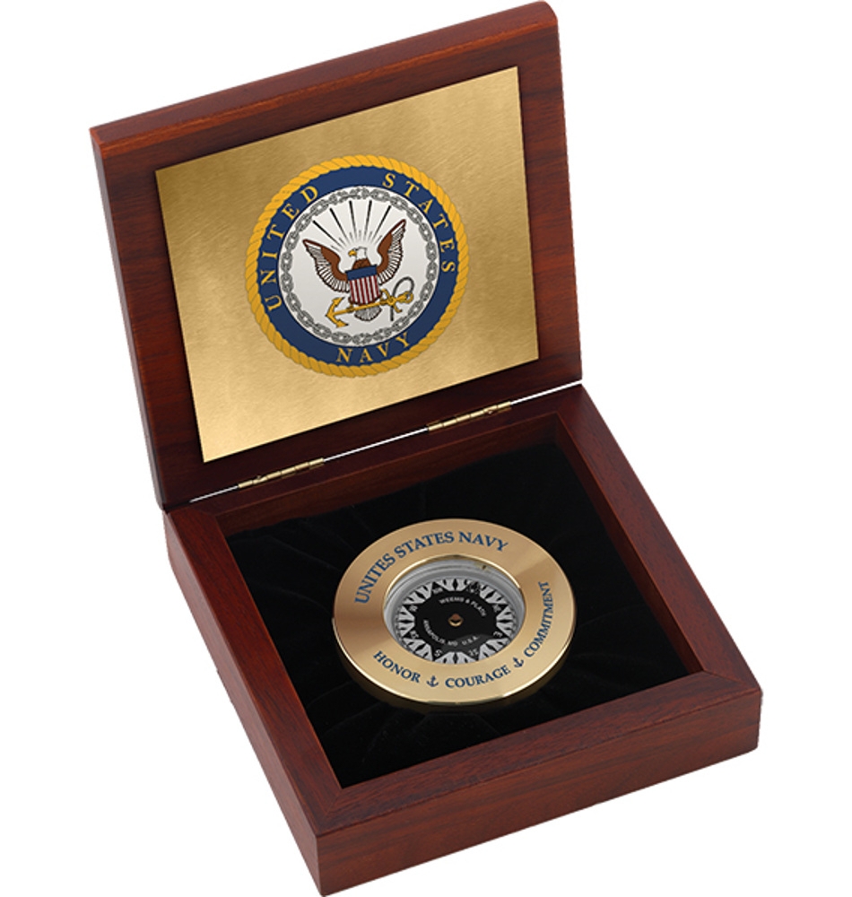 Weems & Plath U.S. Navy Elegant Wooden Chart Weight Box #7 Emblem