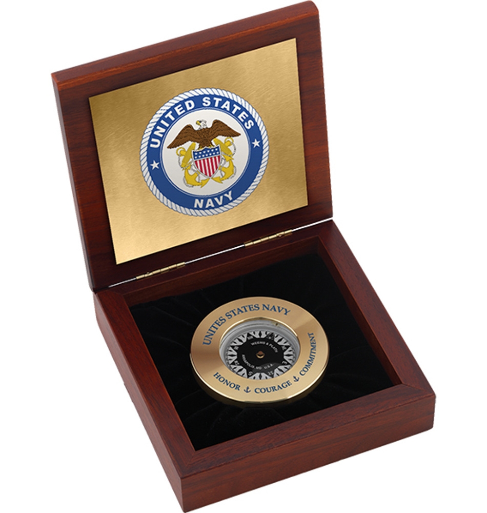 Weems & Plath U.S. Navy Elegant Wooden Chart Weight Box #8 Emblem