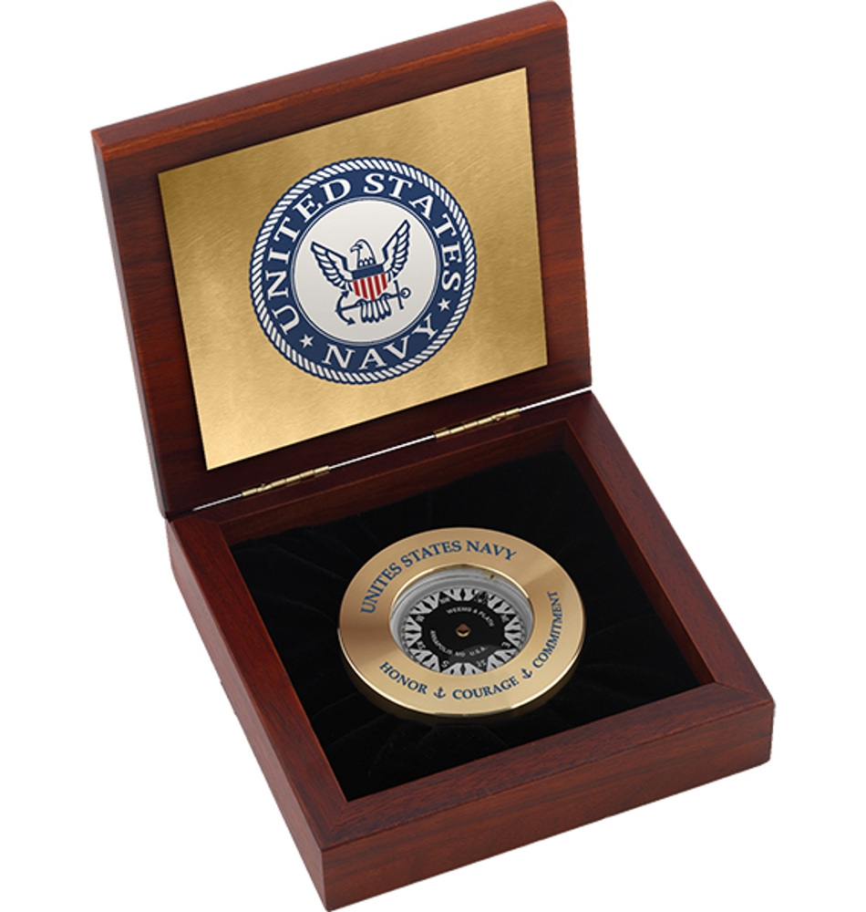 Weems & Plath U.S. Navy Elegant Wooden Chart Weight Box #9 Emblem