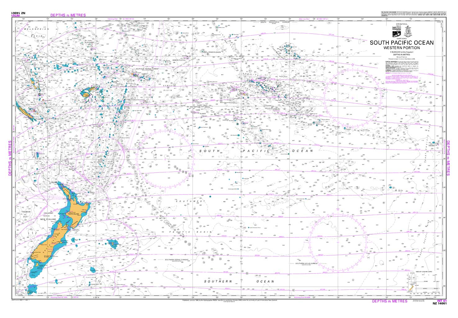NZ 14061 South Pacific Ocean Western Portion Chart