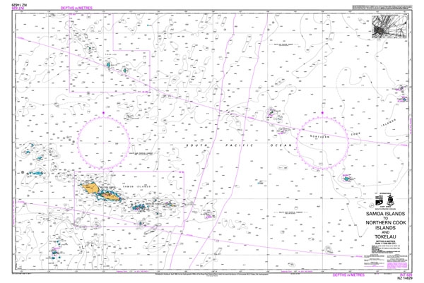 NZ 14629 Samoa Islands to Northern Cook Islands and Tokelau Chart