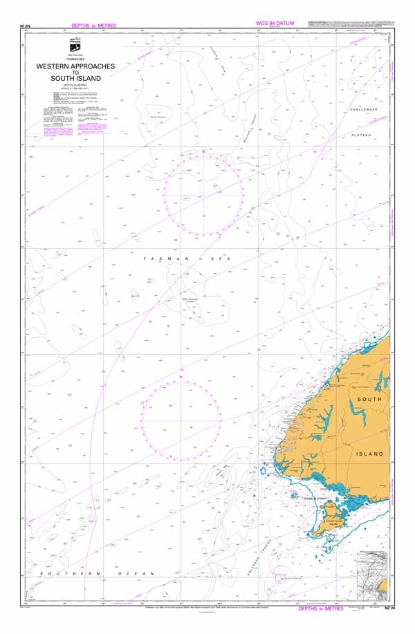 NZ 24 Western Approaches to South Island Chart