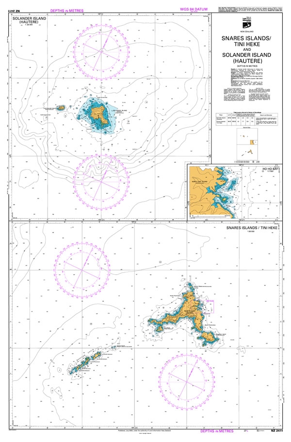NZ 2411 The Snares / Tini Heke and Solander Island / Hautere Chart