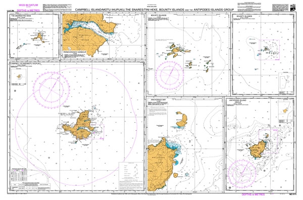 NZ 3111 Campbell Island/Motu Ihupuku Bounty Islands and the Antipodes Island Group Chart