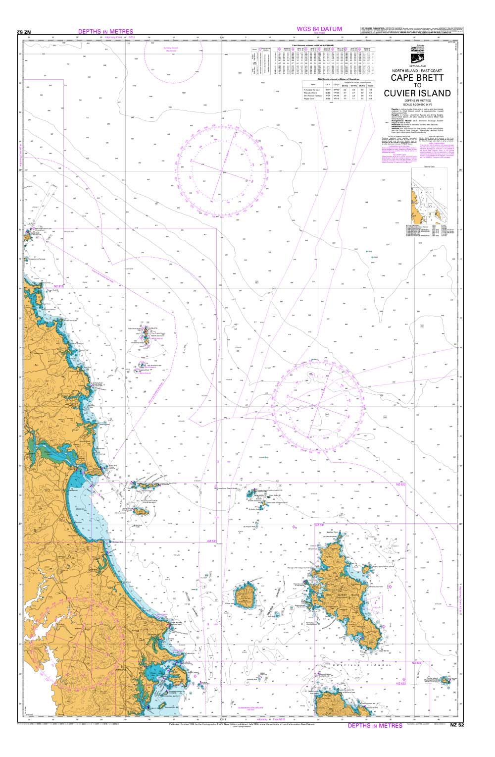 NZ 52 Cape Brett to Cuvier Island Chart