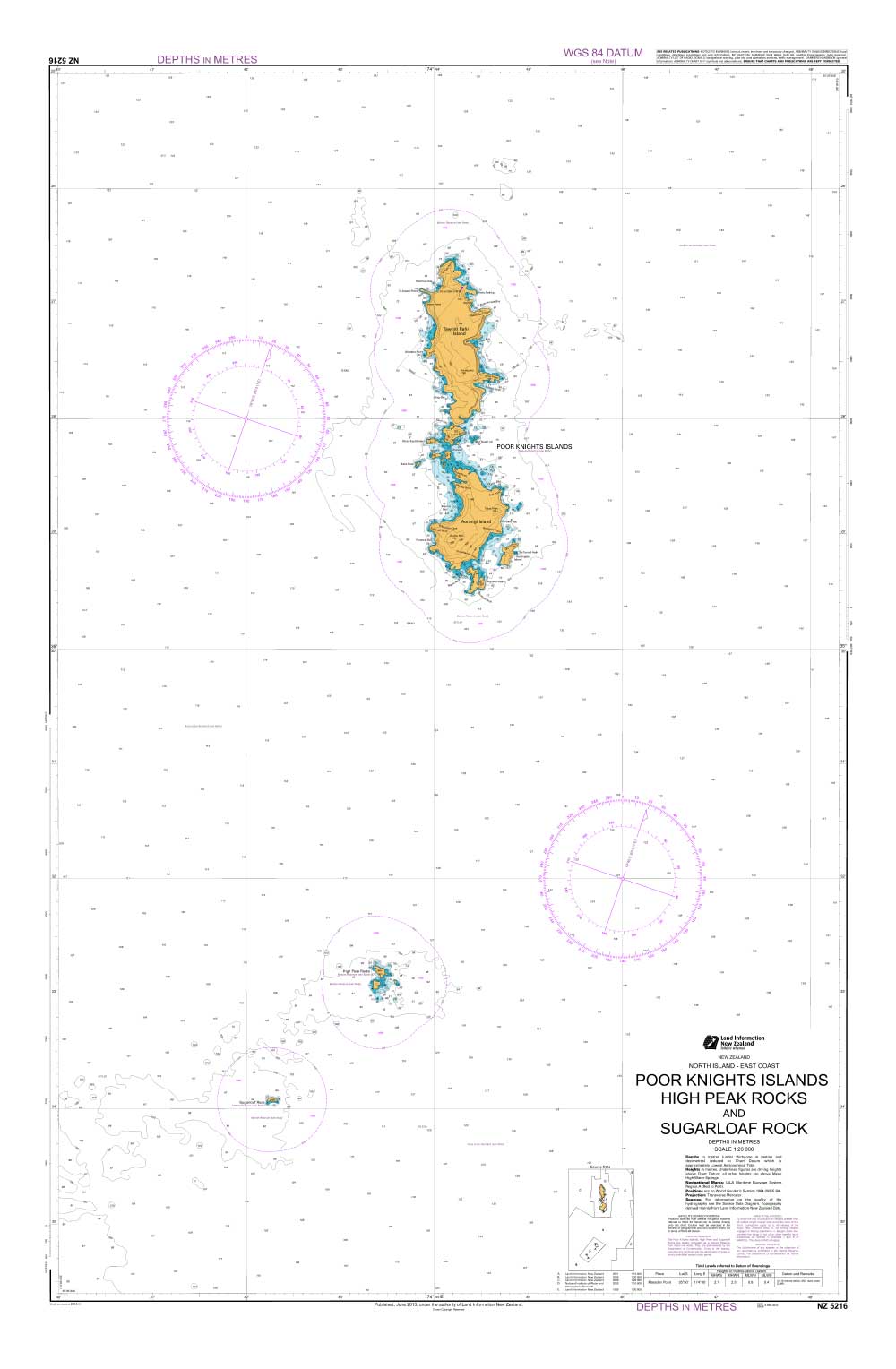 NZ 5216 Poor Knights Islands High Peak Rocks and Sugarloaf Rock Chart