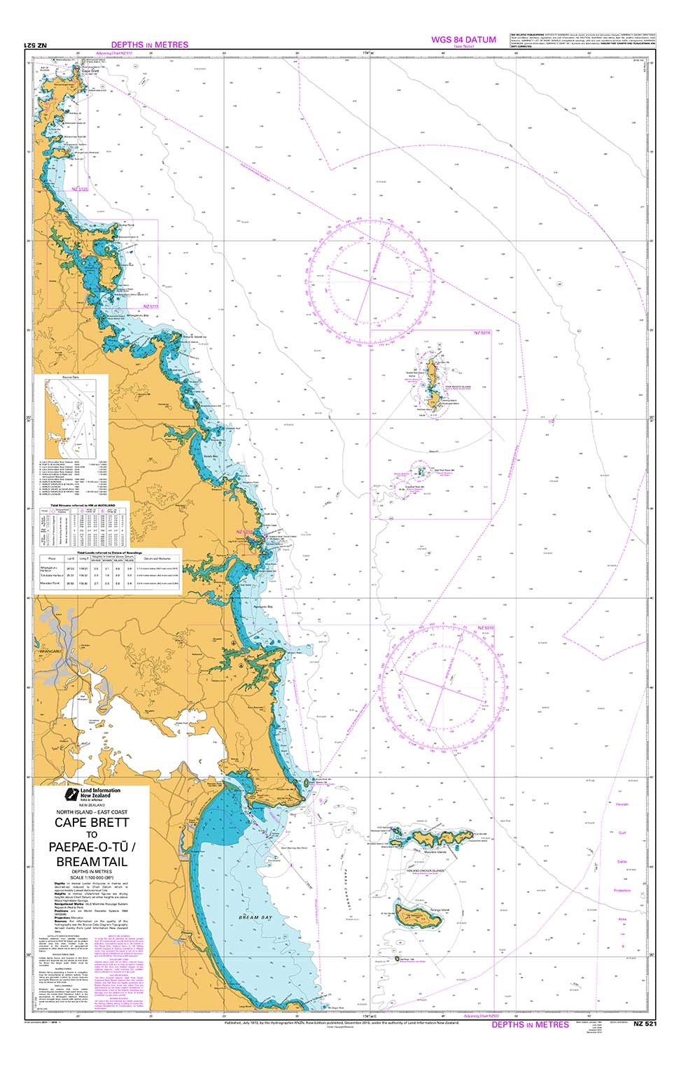 NZ 521 Cape Brett to Paepae-o-Tu / Bream Tail Chart