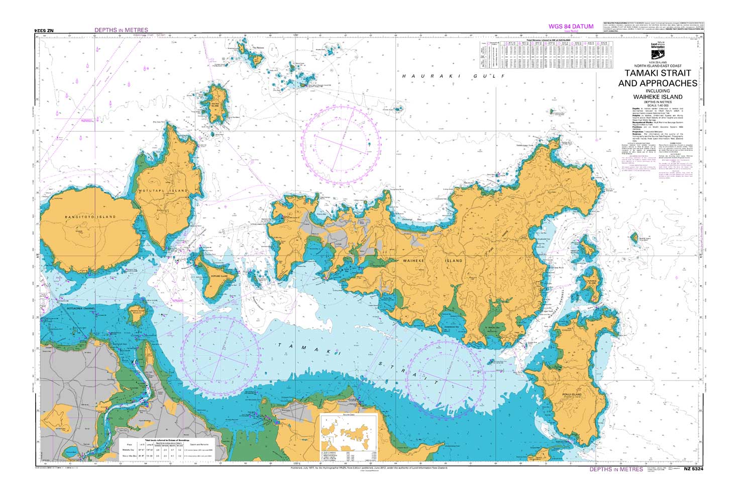 NZ 5324 Tamaki Strait and Approaches including Waiheke Island Chart