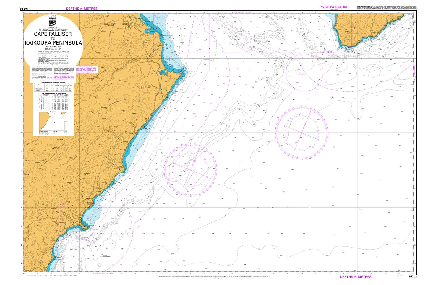 NZ 62 Cape Palliser to Kaikoura Peninsula Chart
