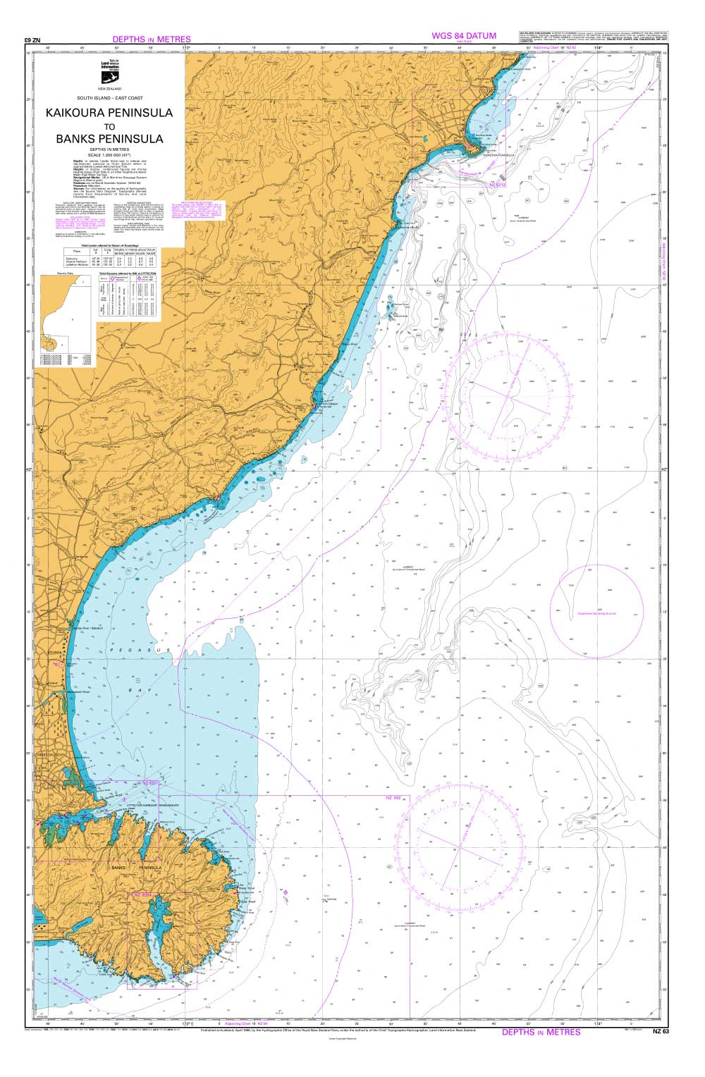 NZ 63 Kaikoura Peninsula to Banks Peninsula Chart