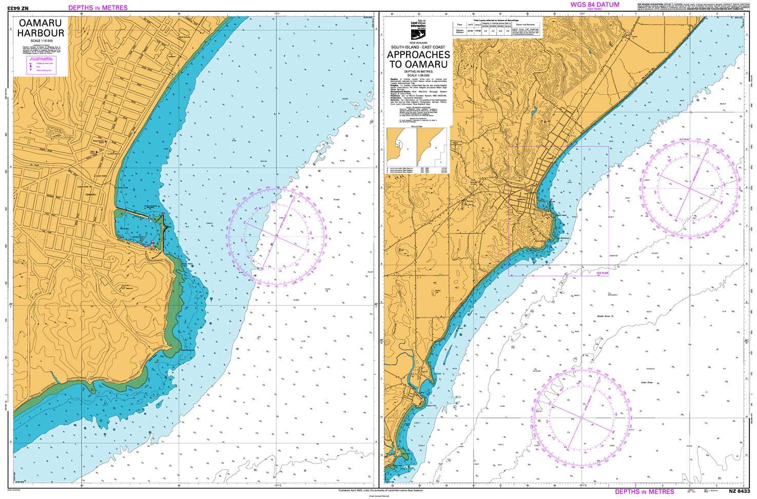 NZ 6433 Approaches to Oamaru - Oamaru Harbour Chart