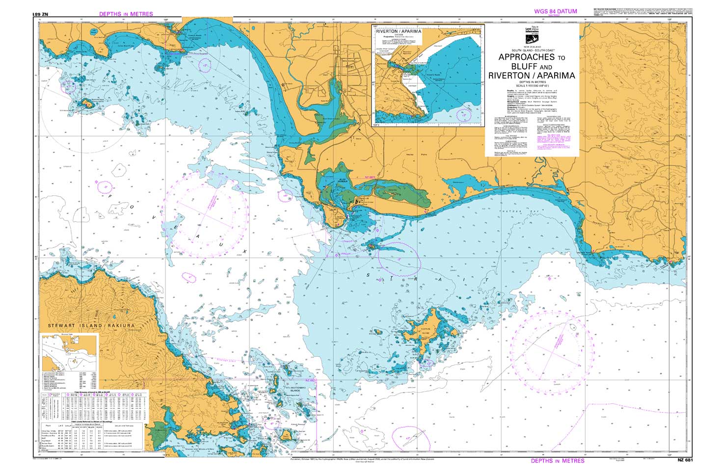 NZ 681 Approaches to Bluff and Riverton / Aparima Chart