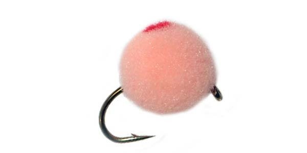 Feather Merchants Glo Bug Egg Fly Pink Champagne/Red Dot #12