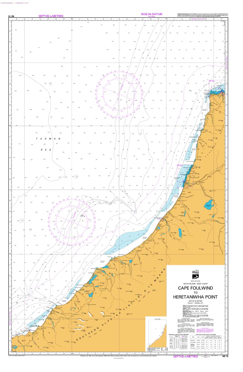 NZ 72 Cape Foulwind to Heretaniwha Point Chart