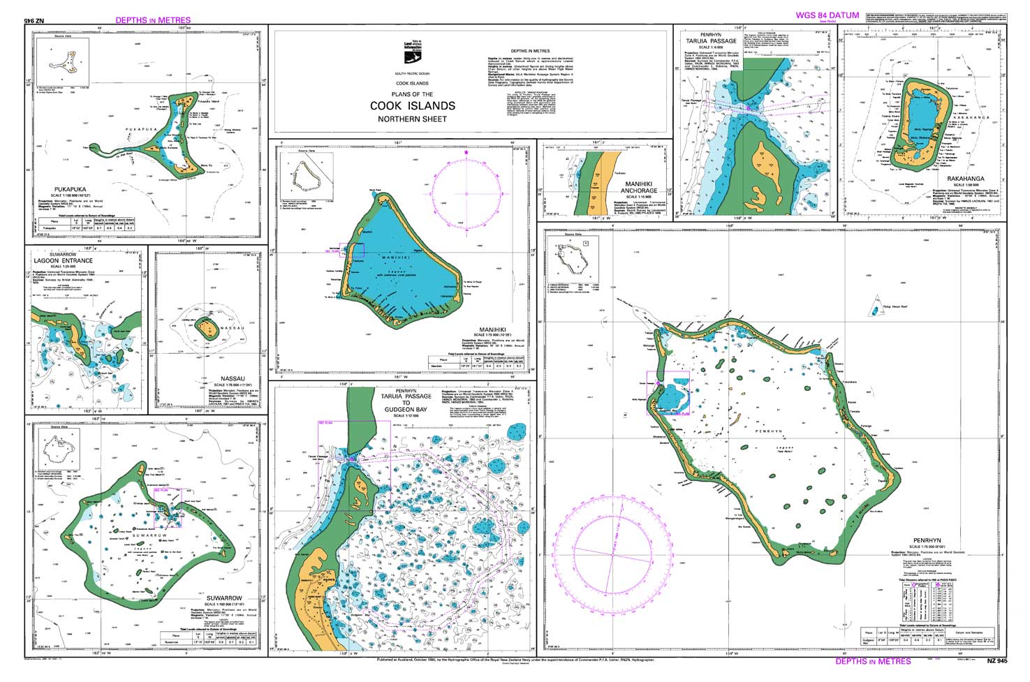NZ 945 Plans of the Cook Islands - Northern Sheet Chart