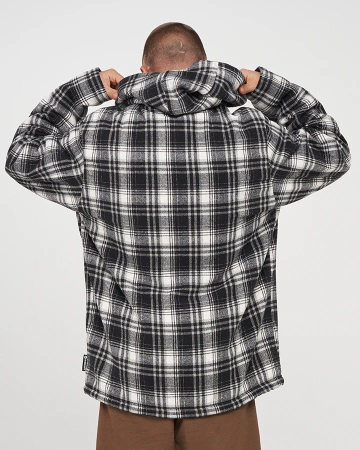 The Mad Hueys Hazza Flannel Sherpa Mens Hooded Jacket