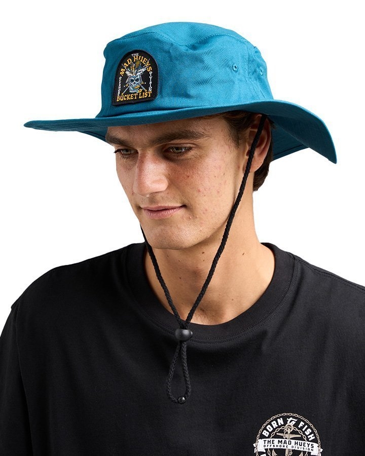 The Mad Hueys Bucket List Wide Brim Hat Atlantic L/XL