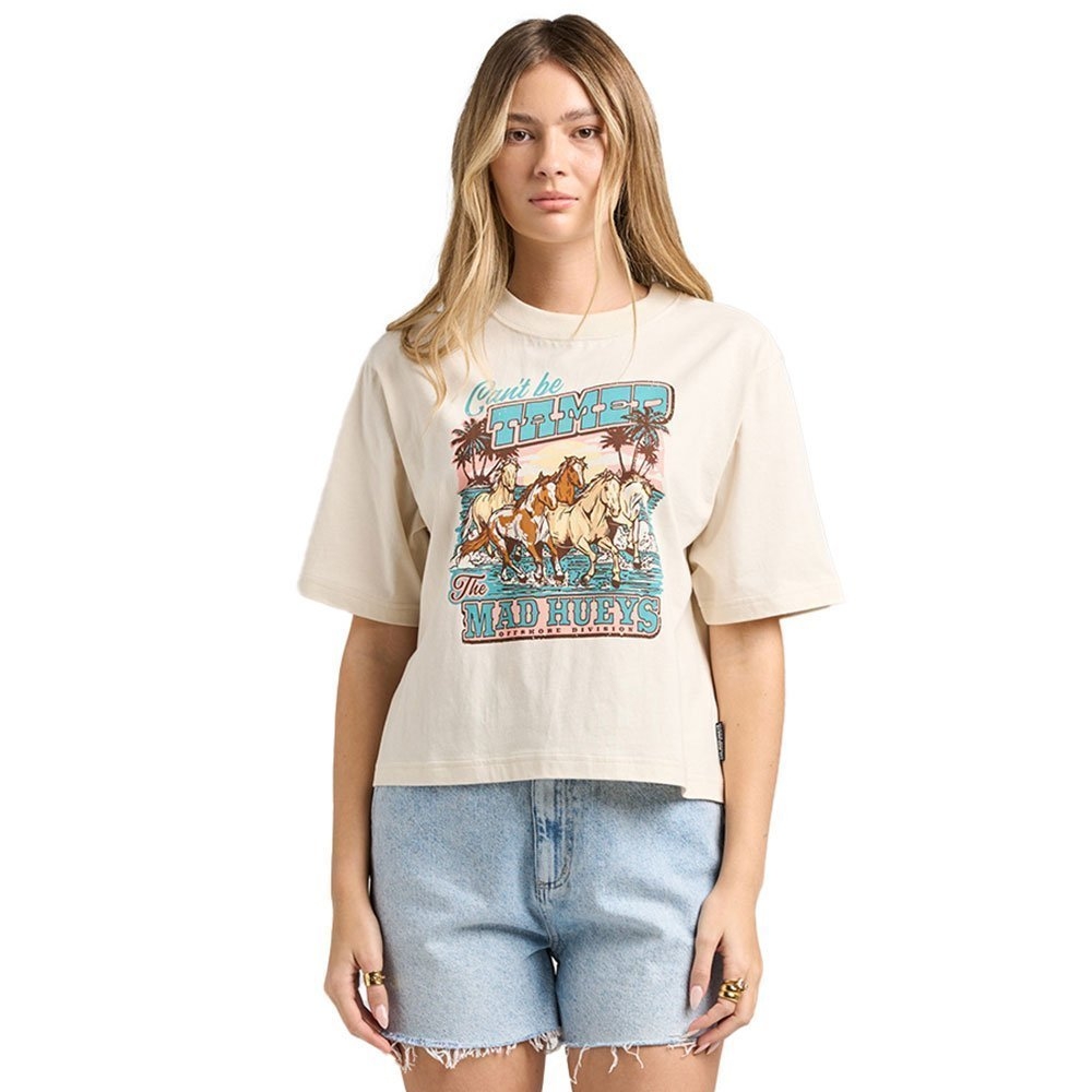 The Mad Hueys Can't Be Tamed Womens Boxy T-Shirt Stone M