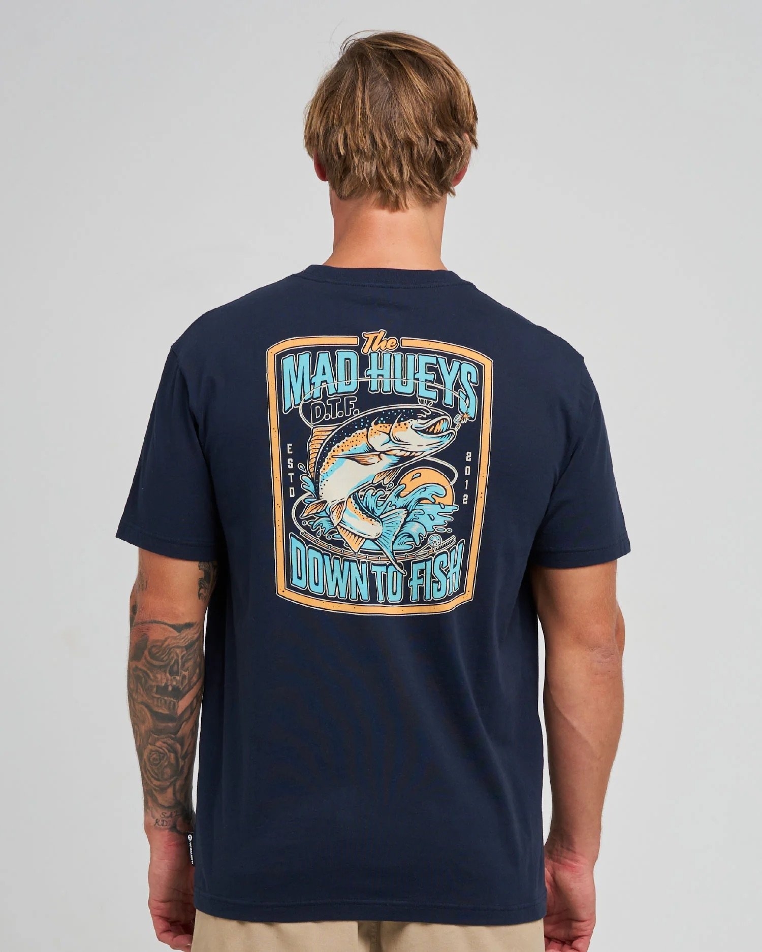 The Mad Hueys Down To Fish Mens T-Shirt Navy