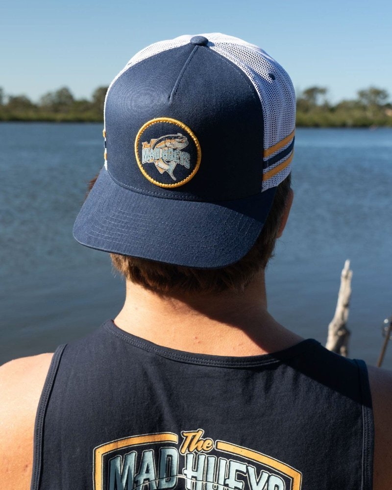 The Mad Hueys Down To Fish Twill Trucker Cap Navy
