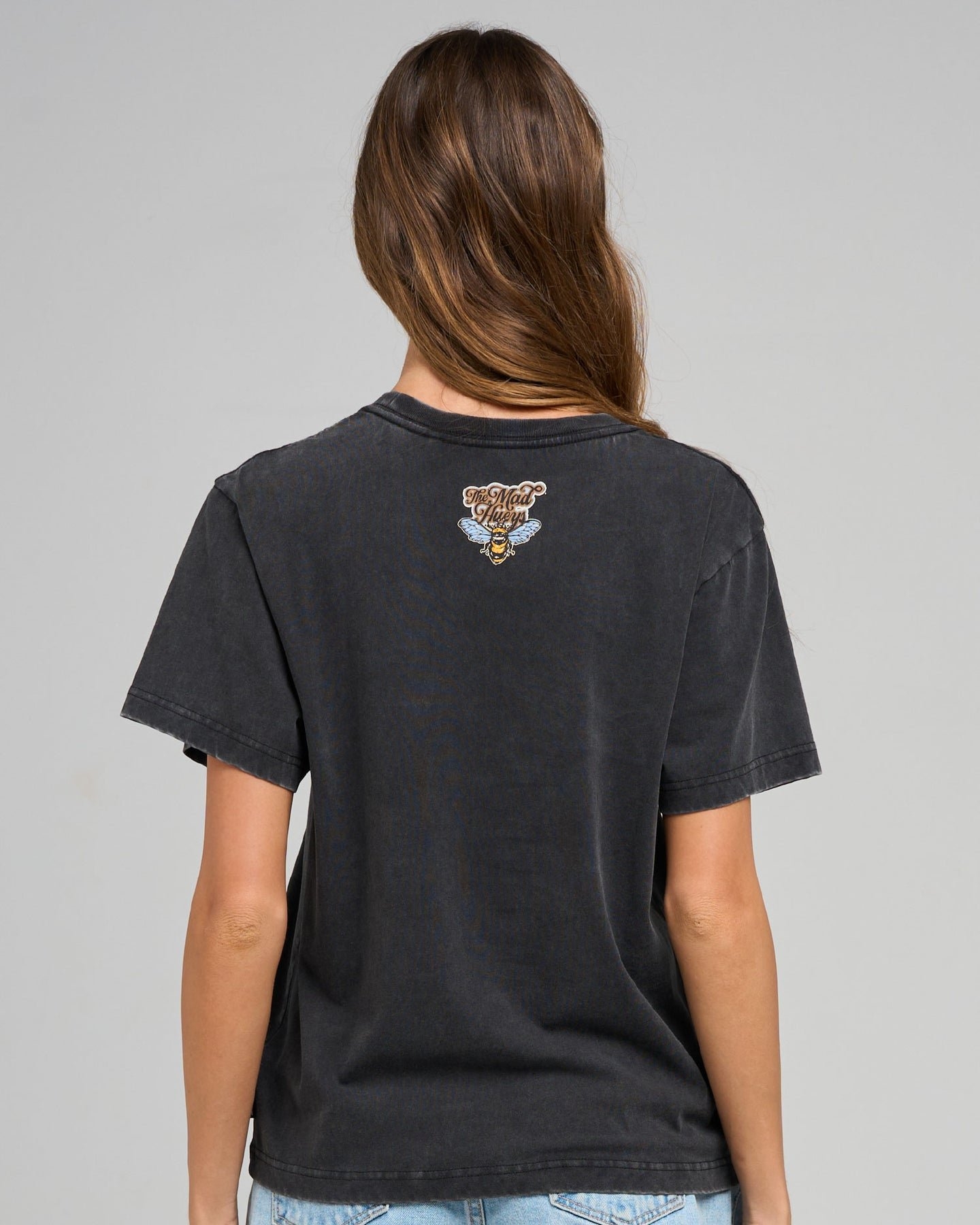 The Mad Hueys Marigold Anchor Womens T-Shirt Washed Black