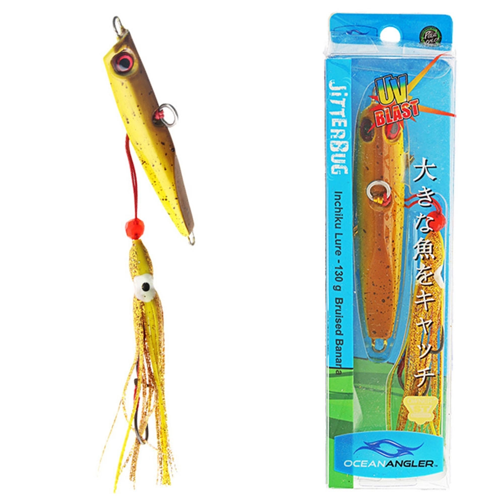 bruised banana fishing lure Stand-up Football Jig w/ Matching Craws 99 Strikes Co Packed 20 per bag. Ocean Angler Fish Fingers Bruised