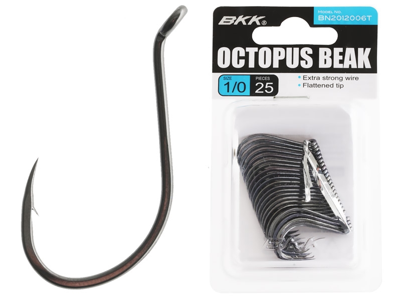 BKK Octopus Beak Hooks Black Nickel Bulk Pack 1/0 Qty 25