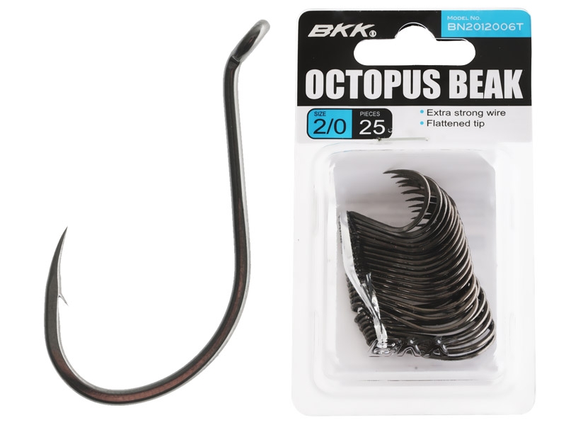 BKK Octopus Beak Hooks Black Nickel Bulk Pack 2/0 Qty 25