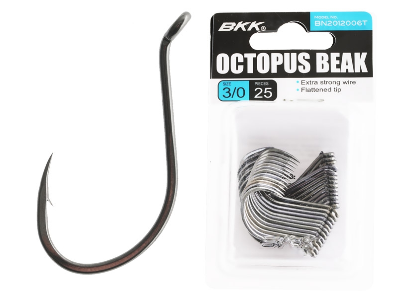 BKK Octopus Beak Hooks Black Nickel Bulk Pack 3/0 Qty 25