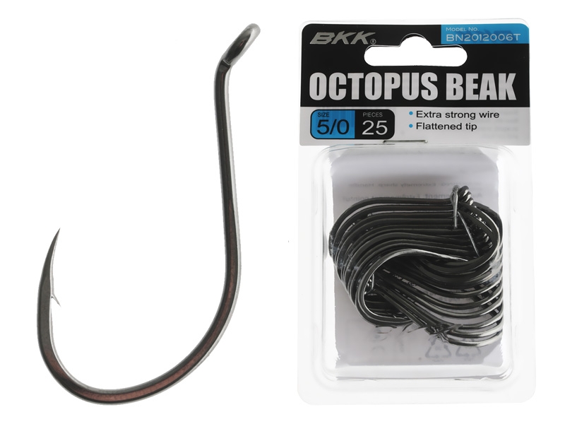 BKK Octopus Beak Hooks Black Nickel Bulk Pack 5/0 Qty 25