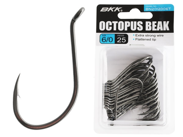 BKK Octopus Beak Hooks Black Nickel Bulk Pack 6/0 Qty 25