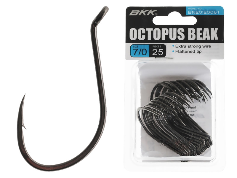 BKK Octopus Beak Hooks Black Nickel Bulk Pack 7/0 Qty 25