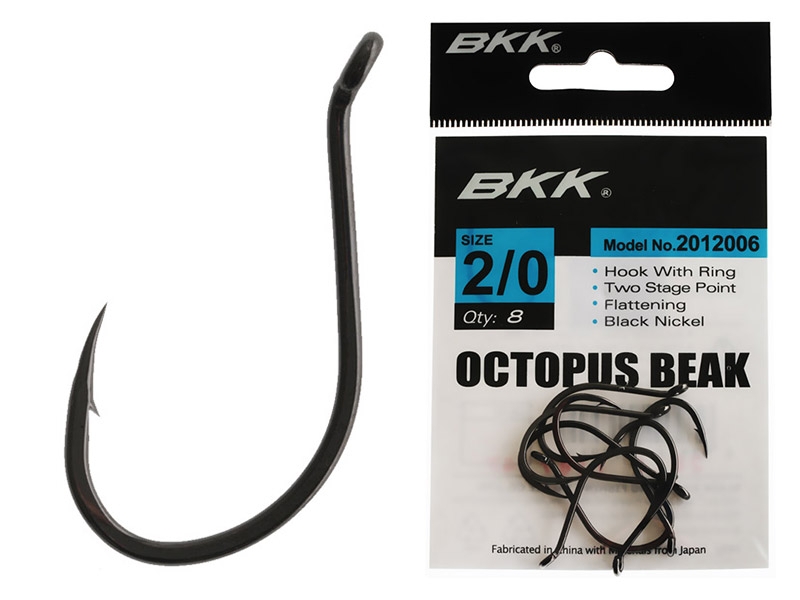BKK Octopus Beak Hooks Black Nickel 2/0 Qty 8