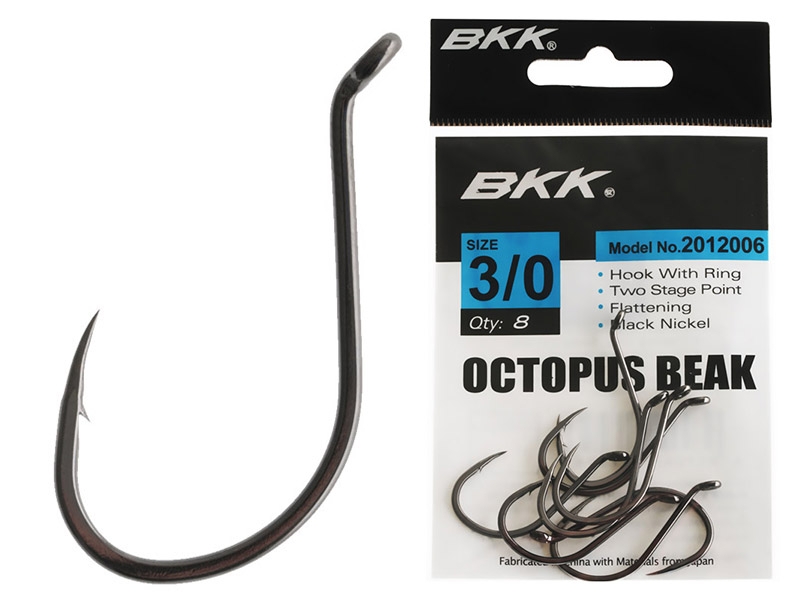 BKK Octopus Beak Hooks Black Nickel 3/0 Qty 8